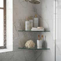 Porta Shampoo De Vidro Diamante Para Canto Kit 2 Un