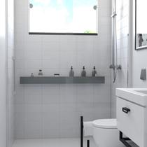 Porta Shampoo Linear 120cm Venturi Chumbo Fosco