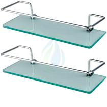 Porta Shampoo Para Banheiro Suporte De Vidro Temperado 6mm Cromado Retangular Kit 2 Unidades