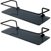 Porta Shampoo Para Banheiro Suporte De Vidro Temperado Fumê 6mm Retangular PRETO FOSCO Kit 2 Unidades Porta Shampoo Para Banheiro Suporte De Vidro Temperado Fumê 6mm Retangular PRETO FOSCO Kit 2 Unidades