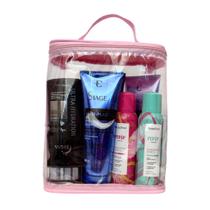 PORTA SHAMPOO PERSONALIZADO necessaire transparente e ROSA para viagem, organizar cremes 24 x 20 x 9 cm PORTA SHAMPOO PERSONALIZADO necessaire transparente e ROSA para viagem, organizar cremes 24 x 20 x 9 cm