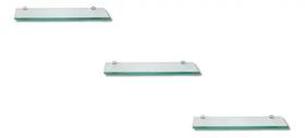 Porta Shampoo Prateleira Vidro 10x30 6mm Kit 3 Un.