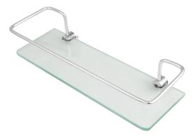 Porta Shampoo Reto 30 X 10Cm Com Grade Em Aço Inóx Vidro 6Mm