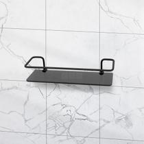 Porta Shampoo Reto Preto com Vidro Fumê Organizador Banheiro Box