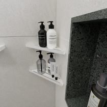 Porta Shampoo Sabonete Suporte Canto Parede Banheiro Branco