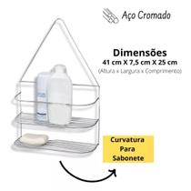 Porta Shampoo Sabonete Suporte Registro Pendurar Banheiro Cromado