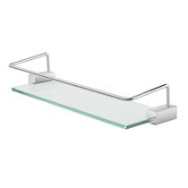 Porta Shampoo Suporte Proteção Base Quadrada Modelo Troia Metal Prata Polido