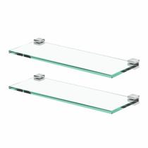 Porta Shampoo Suporte Vidro Para Banheiro Kit 2 Peças Fenda Alto Brilho Troia