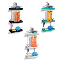 Porta Shampoo Triplo Cromo Colors Preto N350-7 Niquelart Porta Shampoo Triplo Cromo Colors Preto N350-7 Niquelart