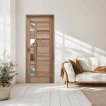 Porta Singular Eucalipto Batente Misto 14 Fechadura Externa 82x210cm Rodam Bbb Abertura Direita Marrom