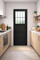 Porta Social Com Postigo Alumínio Preto 210x90 Lado Direito Linha 25 Vidro Liso Porta Social Com Postigo Alumínio Preto 210x90 Lado Direito Linha 25 Vidro Liso