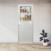 Porta Social Lambril de Alumínio 210 X 80cm Linha 25 Esquadrias Bergamo Abertura Esquerda