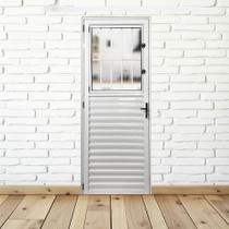 Porta Social Palheta de Alumínio 210 X 70cm Linha 25 Lado Esquerdo Esquadrias Bergamo