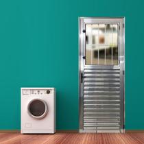 Porta Social Palheta de Alumínio 210 X 70cm Linha 25 Lado Esquerdo Esquadrias Bergamo