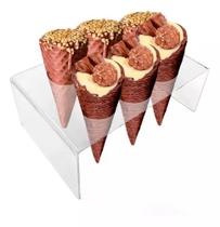 Porta Sorvete Casquinha Acrílico Pizza Cone Temaki Doces 6f