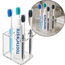 Porta Suporte Escova Dentes Acrílico Cristal Incolor Banheiro Decoração Minimalista