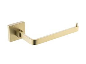 Porta Suporte Papel Higiênico Quad. Aço Inox Dourado Fosco
