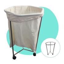Porta Suporte Saco Hamper Hospitalar 100 Litros Com Rodizios Clínica Metalico Rodinha Algodão Roupas Cesto