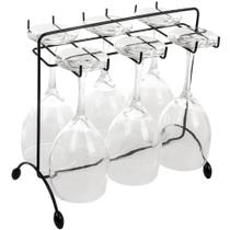 Porta Taças de Vinho Utimil Preto Suporte Aramado de Mesa Bancada para Pendurar Taças Casa Decoração