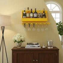 Porta Taças e Prateleira Adega Decorativa para Vinhos Garrafas Bares - Amarelo Laca