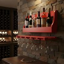 Porta Taças e Prateleira Adega Decorativa para Vinhos Garrafas Bares - Vermelho Laca