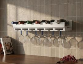 Porta Taças e Prateleira Adega New Suporte Decorativo para Vinhos e Garrafas - Branco Laca