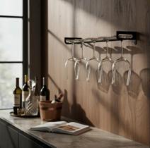 Porta Taças para 6 Taças De Vinho - Parede - Decoração Barzinho - suporte para taças - preto Porta Taças para 6 Taças De Vinho - Parede - Decoração Barzinho - suporte para taças - preto