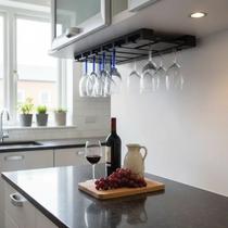 Porta Taças Reto Suporte Decorativo para Adegas Bar - Preto Laca