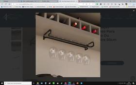 Porta Taças Suspenso Para Armário Ou Prateleira 50cm Preto