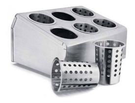 Porta Talher 6 Nichos Duplo Aço Inox Bar Padaria Restaurante