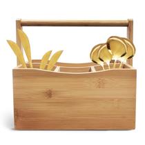 Porta Talher Bambu Organizador Vertical Com Alça- Dolce Home