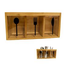 Porta Talher de Bambu Organizador de Garfo Faca Colher FRG5170
