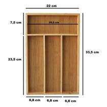 Porta Talher de Bambu p/ Gaveta c/ 4 Divisórias 33x22x3 cm Ref. CX081 - Casita