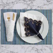 Porta Talher Elegance Bordado Com Bainha 25cm x 10cm 04 Pçs