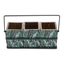 Porta talher em madeira Leaf 25x9x11cm