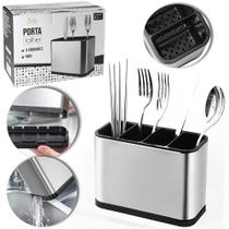 Porta Talher / Escorredor Talher Inox Retangular 4 Cavidades