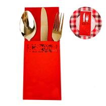 Porta Talher Vermelho 6 Peças Decoração Mesa de Natal Luxo - KLIZZ