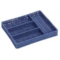 Porta Talheres 4 Divisões Palha Straw 34x28x5cm Cor Azul 23362 - EntreCasa