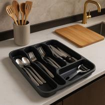 Porta Talheres Acrilico Organizador de Gavetas 5 Divisorias Cozinha Armario