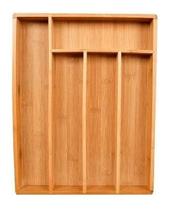 Porta Talheres Bambu 5 Divisórias Para Gaveta