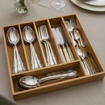 Porta Talheres Bambu 7 Divisórias Laterais Retráteis Gavetas Porta Talheres Bambu 7 Divisórias Laterais Retráteis Gavetas