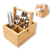 Porta Talheres Bambu Organizador Utensílios de Mesa Com Alça Caixa Organizadora Porta Talheres Bambu Organizador Utensílios de Mesa Com Alça Caixa Organizadora
