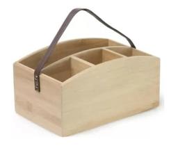 Porta Talheres com Alça em Couro Ecokitchen Bambu 24x15 cm - Mimo Style - BM19128