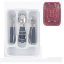Porta Talheres Com Tampa Organizador Talher Gaveta Armario Utensilios Cozinha 4 Divisorias Viagem Churrasco Camping