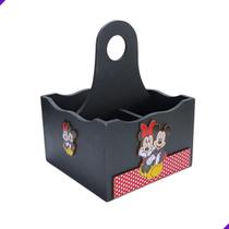 Porta Talheres Cozinha MDF Decorado 3D Mickey Minnie 4 Compartimentos Organizador Multiuso - Suporte Cozinha - ArtVida