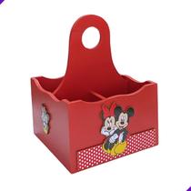 Porta Talheres Cozinha MDF Decorado 3D Mickey Minnie 4 Compartimentos Organizador Multiuso - Suporte Cozinha - ArtVida