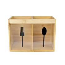 Porta talheres de bambu e acrílico com 2 divisorias 18cm Porta talheres de bambu e acrílico com 2 divisorias 18cm