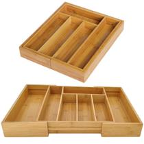 Porta Talheres de Bambu Extensível Organizador para Gavetas com 7 Divisórias Ajustáveis e Design Sustentável Porta Talheres de Bambu Extensível Organizador para Gavetas com 7 Divisórias Ajustáveis e Design Sustentável