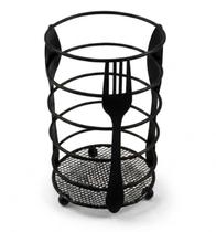 Porta Talheres de Ferro Preto Resistente Organizador de Cozinha Compacto, Porta Utensílios para Bancada, Ideal para Garfos, Facas e Colheres, Design
