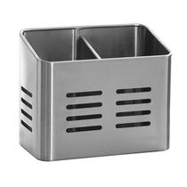 Porta Talheres e Utensílios Duo Vazado em Aço Inox Escorredor para Pia - Prateado - Mimo Style Porta Talheres e Utensílios Duo Vazado em Aço Inox Escorredor para Pia - Prateado - Mimo Style